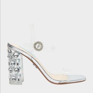 Betsey Johnson clear rhinestone heel